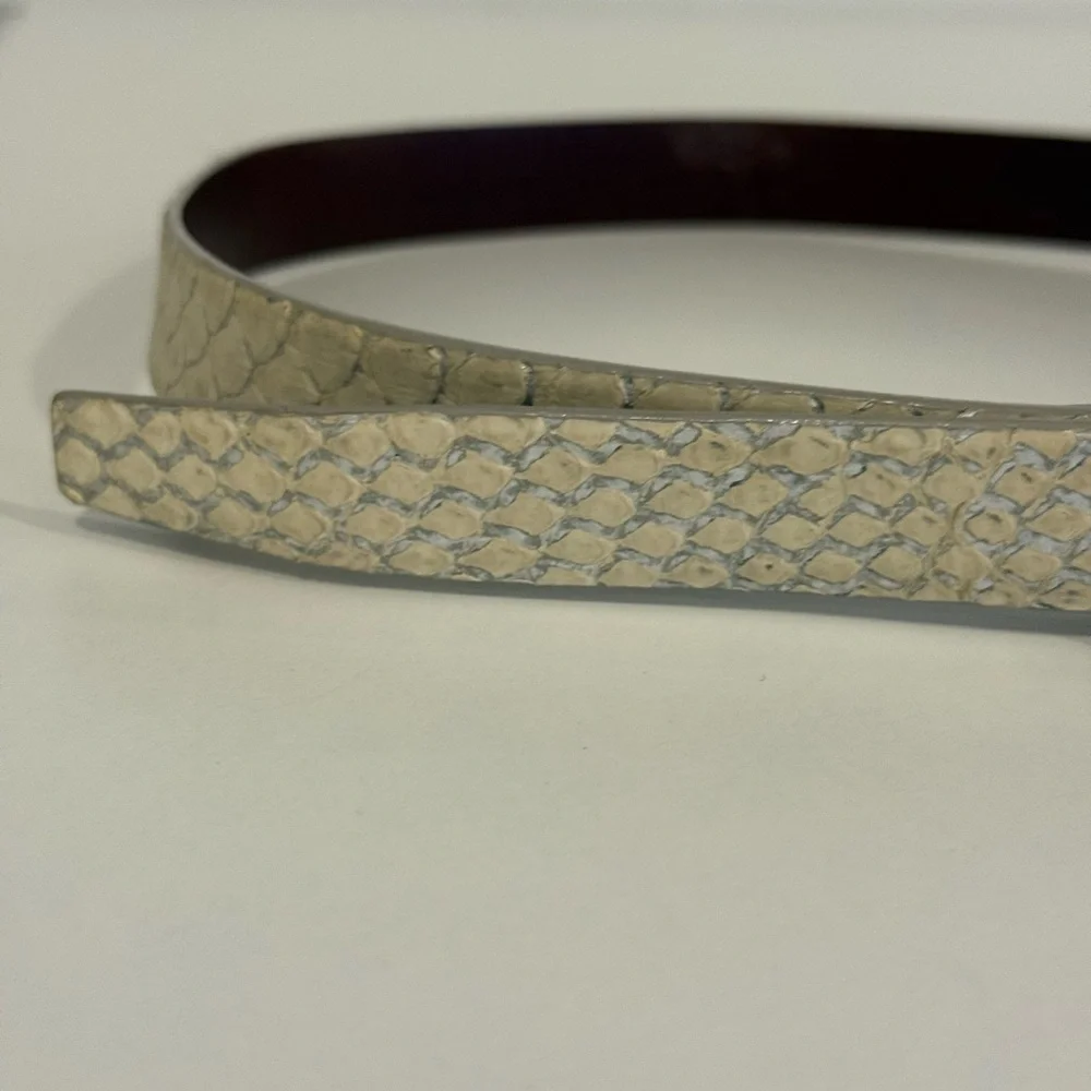 Calvin Klein Vintage 90's silver and ivory python leather belt made in Italy